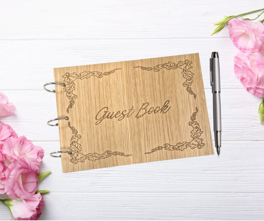 Personalised A5 Laser Engraved Wooden Guest Book, Made to Order, Made in the UK