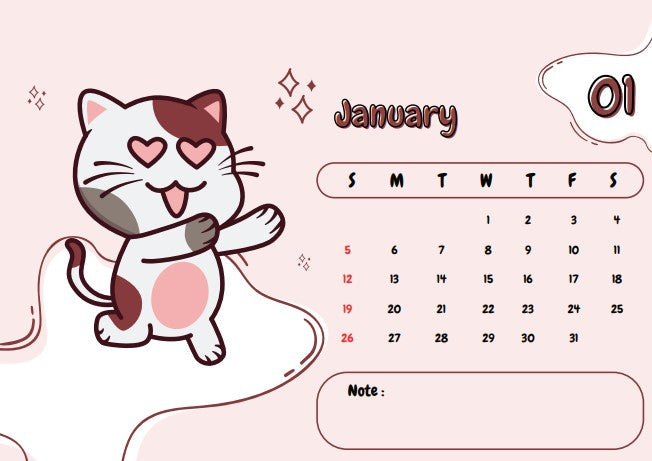 Cats A5 Wire Bound Desk Calendar, A5 Calendars, Desk Calendars, Made to Order Wire Bound Calendar, 2025 Desk Calendars, Bespoke Calendars