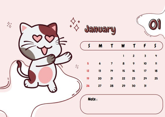 Cats A5 Wire Bound Desk Calendar, A5 Calendars, Desk Calendars, Made to Order Wire Bound Calendar, 2025 Desk Calendars, Bespoke Calendars