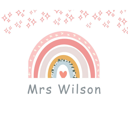 Rainbow Themed Personalised Mug, Gift for Teaacher