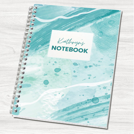 Aqua A5 or A4 Personalised Wire Bound Notebook