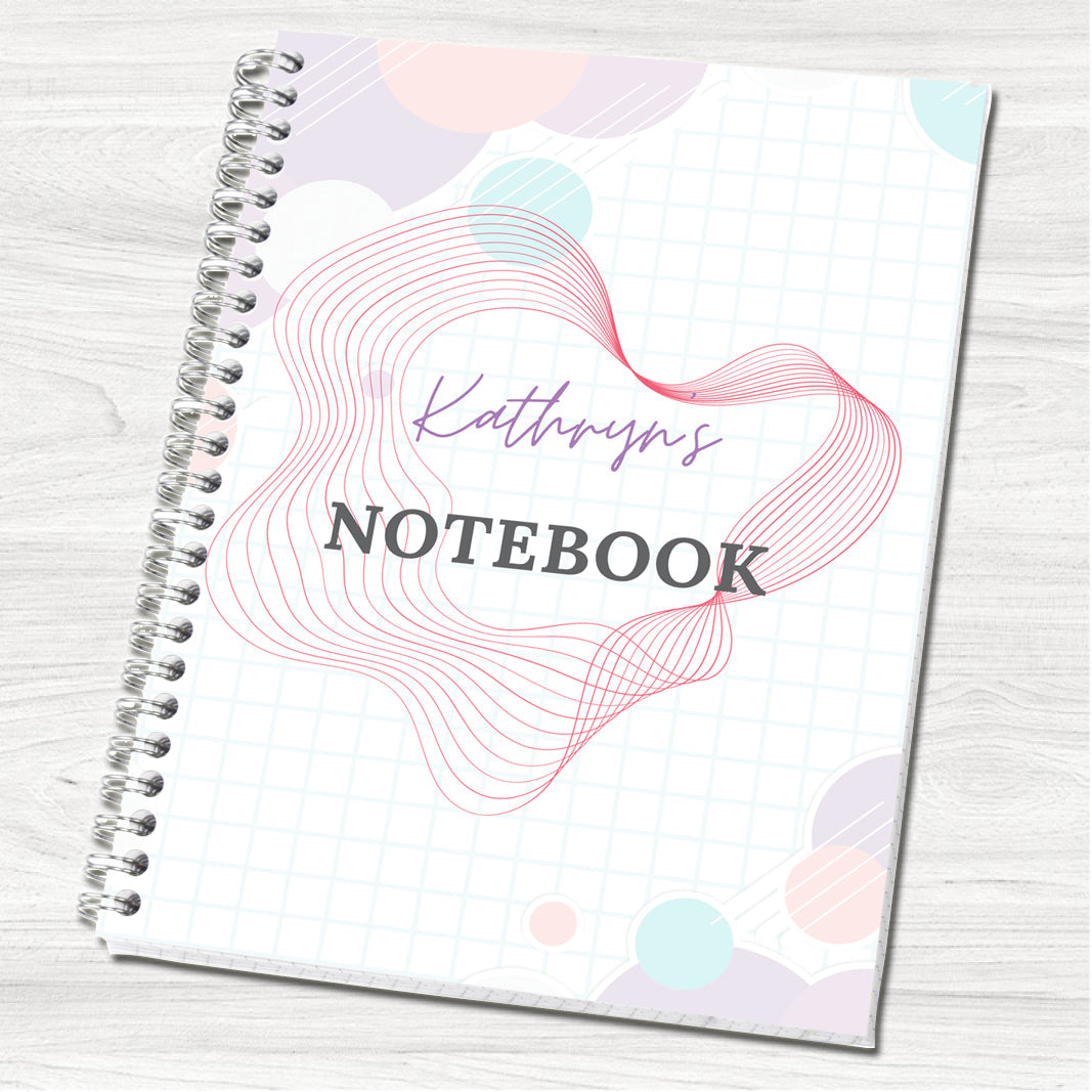 Squares and Swirls A5 Personalised Notebook