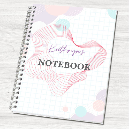 Squares and Swirls A5 Personalised Notebook