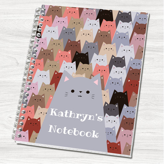 Cartoon Cats A5 or A4 Personalised Notebook