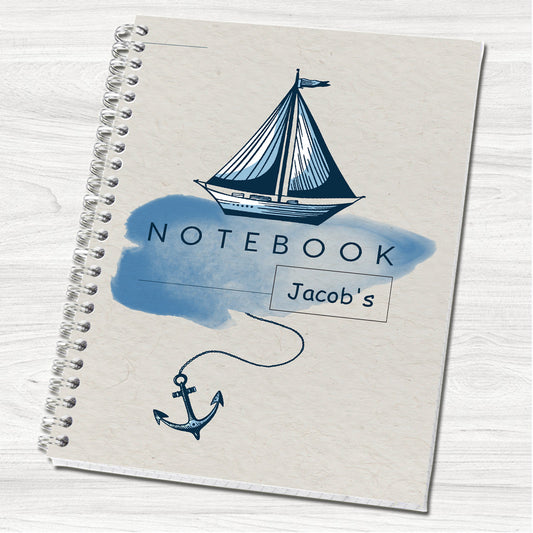 Blue Vintage A5 or A4 Personalised Wire Bound Notebook