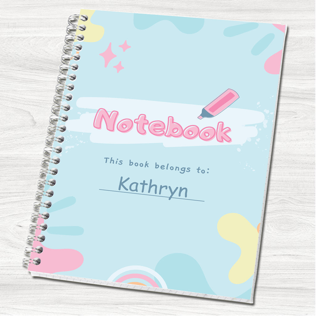 Blue & Pink Personalised Wire Bound Notebook