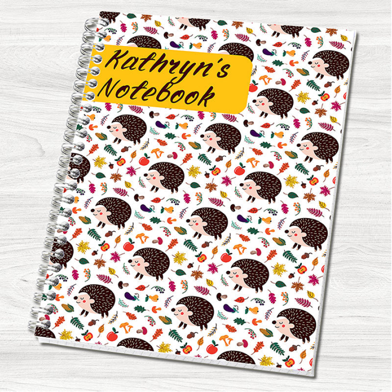 Hedgehog White A5 Personalised Notebook
