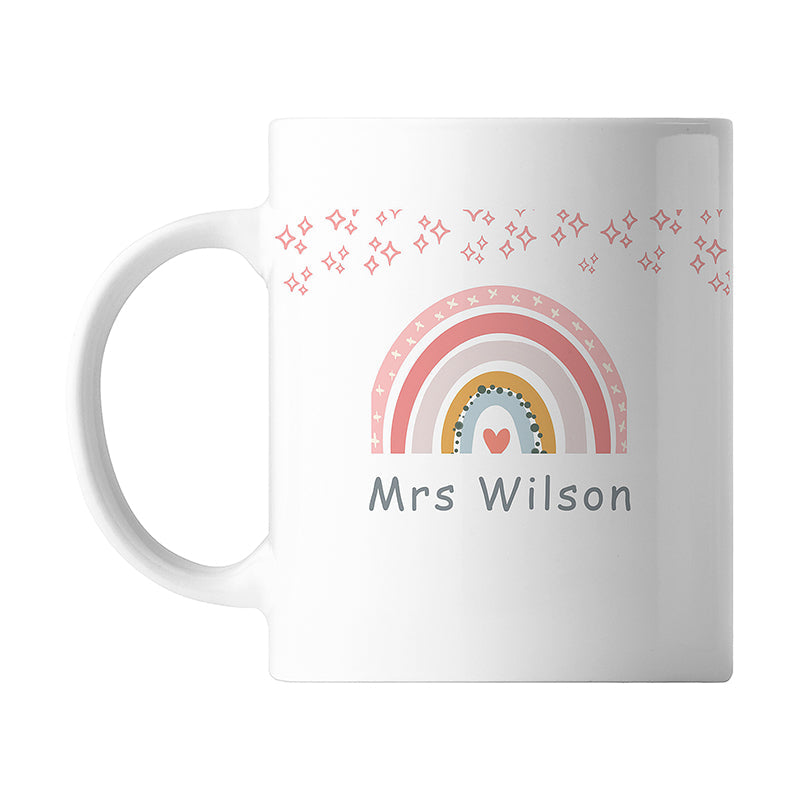 Rainbow Themed Personalised Mug, Gift for Teaacher