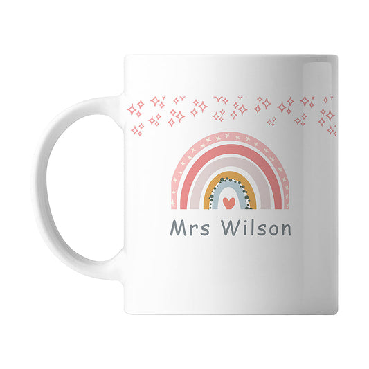 Rainbow Themed Personalised Mug, Gift for Teaacher
