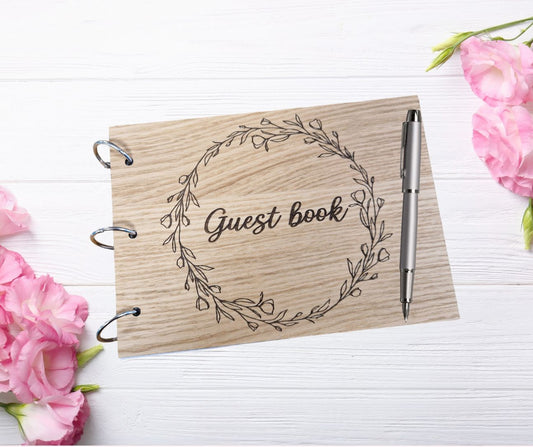 Personalised Wooden Guest Book, A5 Laser Engraved Guest Book